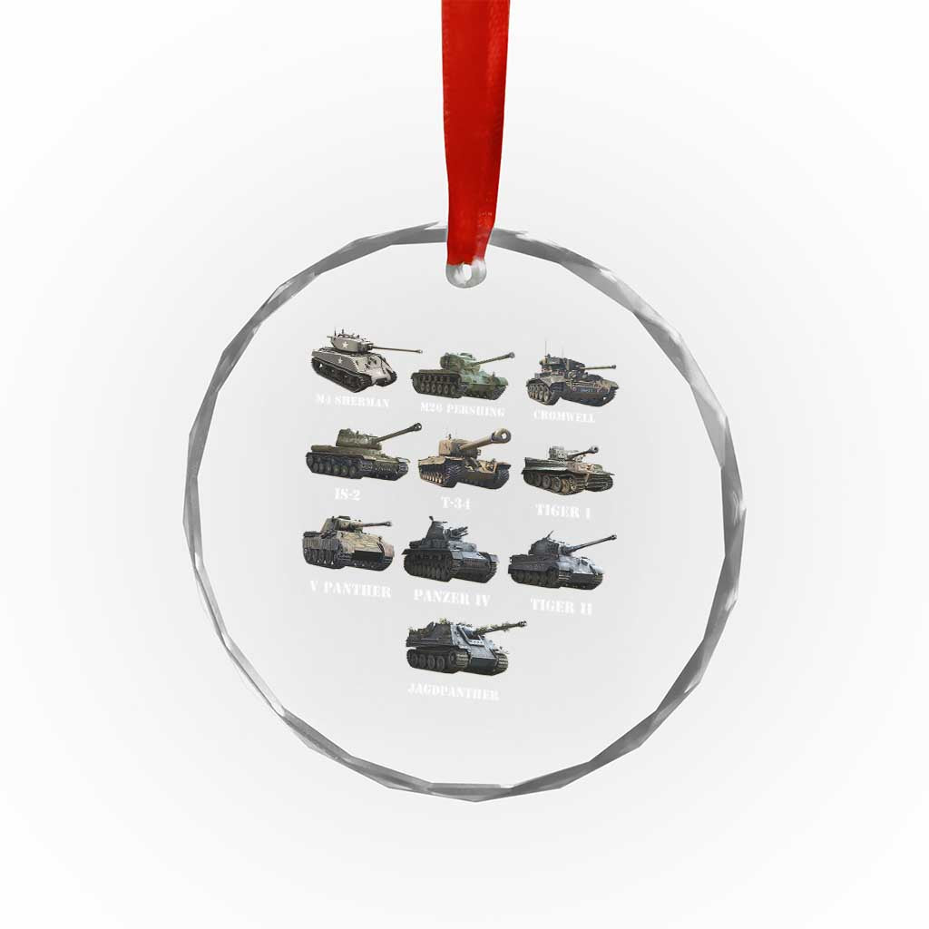 WW2 Tanks Crystal Glass Ornament M4 Sherman Panzer IV Tiger II T-34 History Buff - Wonder Print Shop