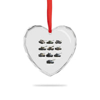 WW2 Tanks Heart Crystal Glass Ornament M4 Sherman Panzer IV Tiger II T-34 History Buff - Wonder Print Shop