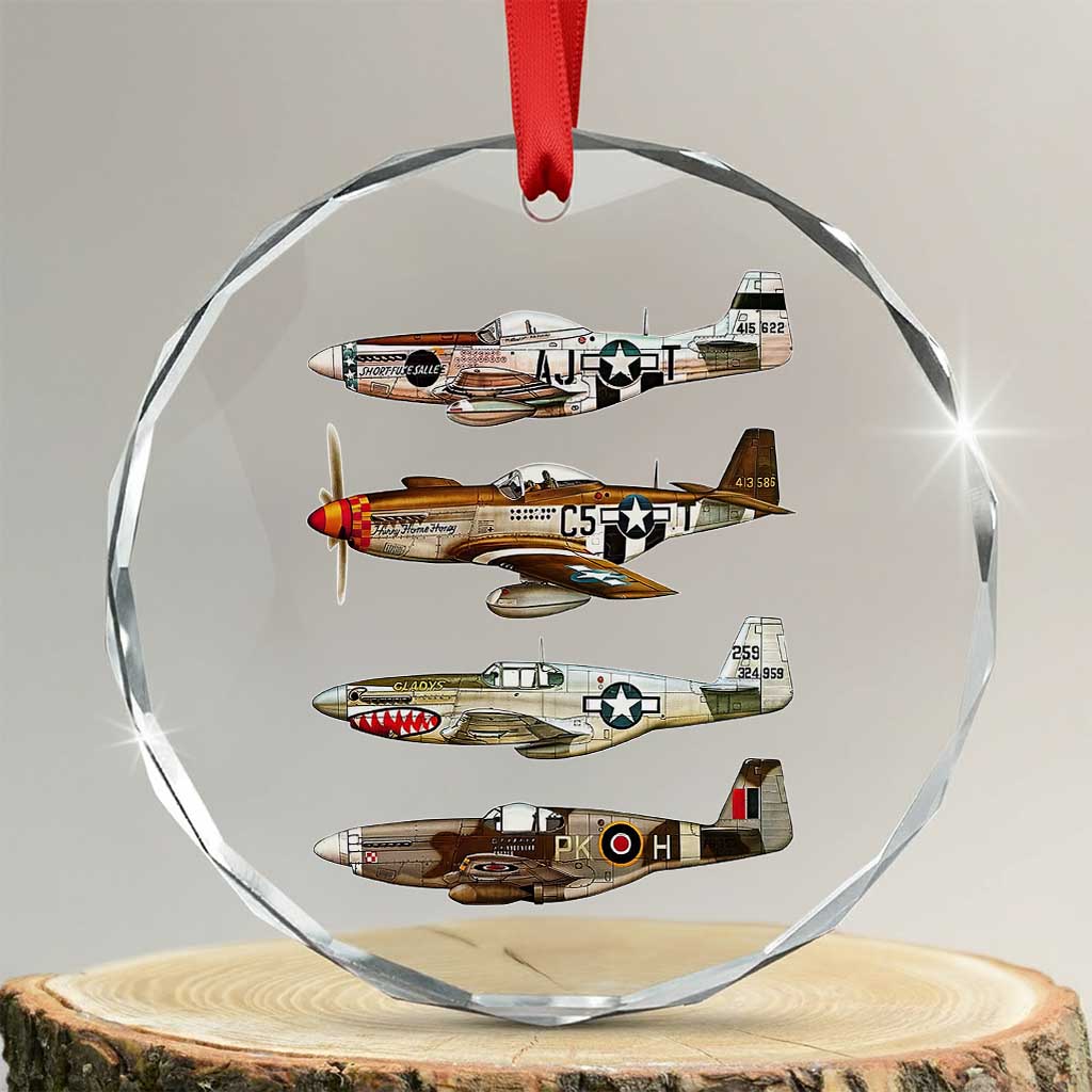 WW2 Warplanes B-17 P51 Crystal Glass Ornament Vintage WWII Fighter Planes Iconic Military Aircraft - Wonder Print Shop