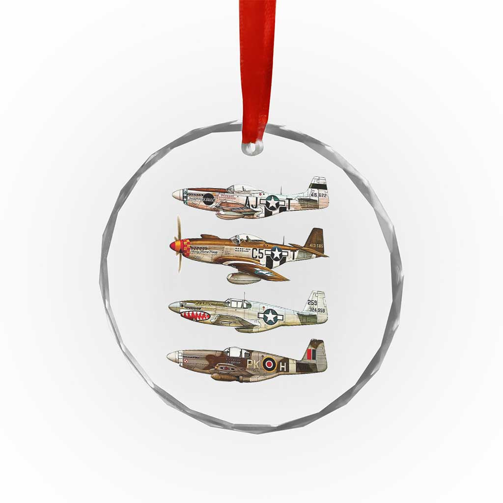 WW2 Warplanes B-17 P51 Crystal Glass Ornament Vintage WWII Fighter Planes Iconic Military Aircraft - Wonder Print Shop