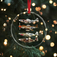 WW2 Warplanes B-17 P51 Crystal Glass Ornament Vintage WWII Fighter Planes Iconic Military Aircraft - Wonder Print Shop