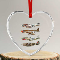 WW2 Warplanes B-17 P51 Heart Crystal Glass Ornament Vintage WWII Fighter Planes Iconic Military Aircraft - Wonder Print Shop