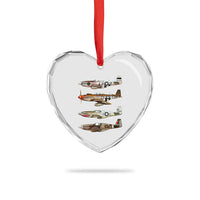 WW2 Warplanes B-17 P51 Heart Crystal Glass Ornament Vintage WWII Fighter Planes Iconic Military Aircraft - Wonder Print Shop