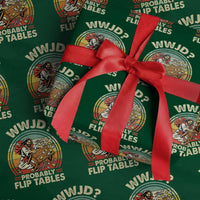 WWJD Probably Flip Tables Wrapping Paper Roll Retro Christian Humor