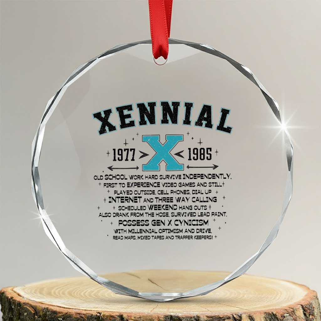 Xennial Definition 1977 to 1985 Crystal Glass Ornament Vintage Dictionary Style Graphic