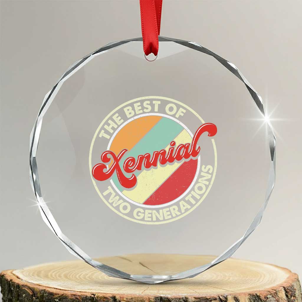 Xennial The Best of Two Generations Crystal Glass Ornament Retro Sunset Vintage 70s Graphic
