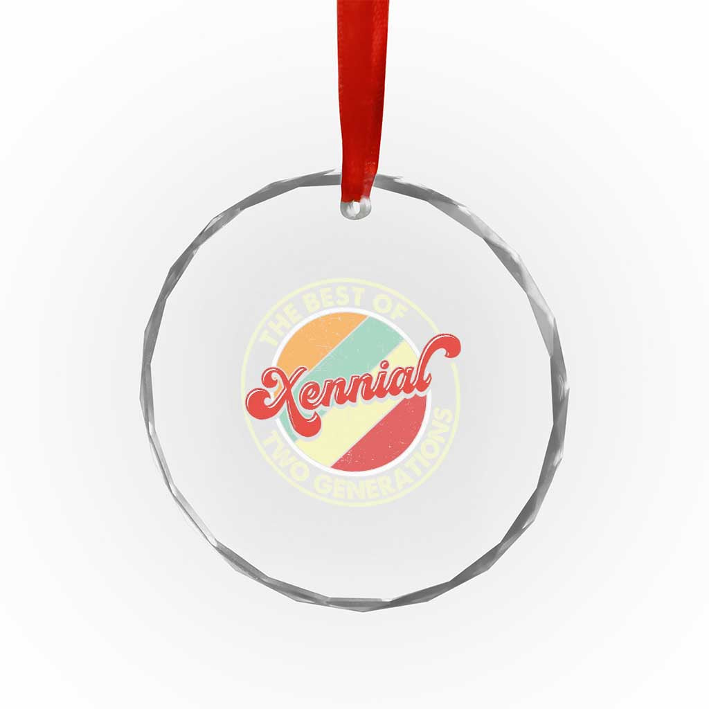 Xennial The Best of Two Generations Crystal Glass Ornament Retro Sunset Vintage 70s Graphic