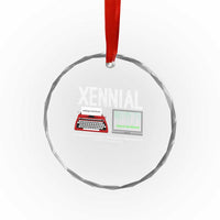 Xennial Typewriter and Computer Screen Crystal Glass Ornament Analog Childhood Digital Adulthood