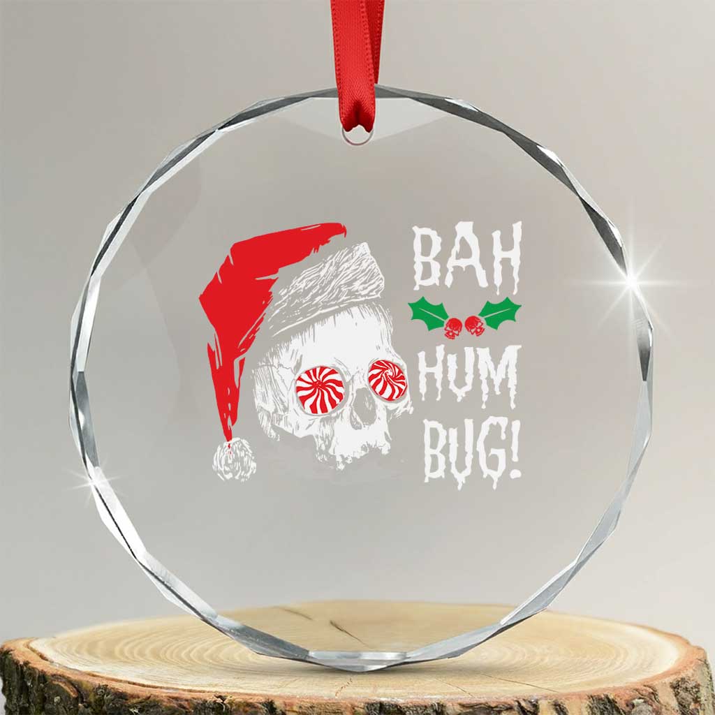 Xmas Bah Humbug Skull Santa Hat Crystal Glass Ornament TS09