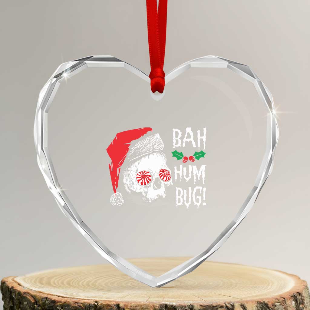 Xmas Bah Humbug Skull Santa Hat Heart Crystal Glass Ornament - Wonder Print Shop