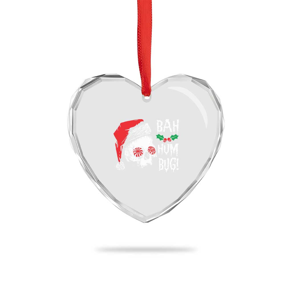 Xmas Bah Humbug Skull Santa Hat Heart Crystal Glass Ornament - Wonder Print Shop