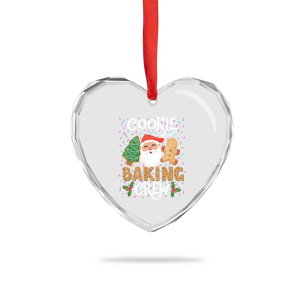 Xmas Baking Crew Heart Crystal Glass Ornament Cute Cookie Santa Gingerbread - Wonder Print Shop