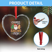 Xmas Baking Crew Heart Crystal Glass Ornament Cute Cookie Santa Gingerbread - Wonder Print Shop