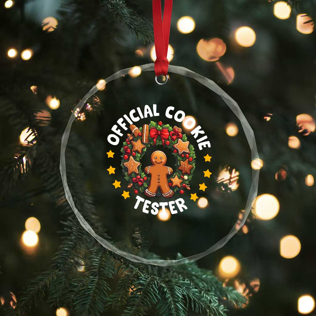 Xmas Baking Crystal Glass Ornament Official Cookie Tester Gingerbread Men TS09