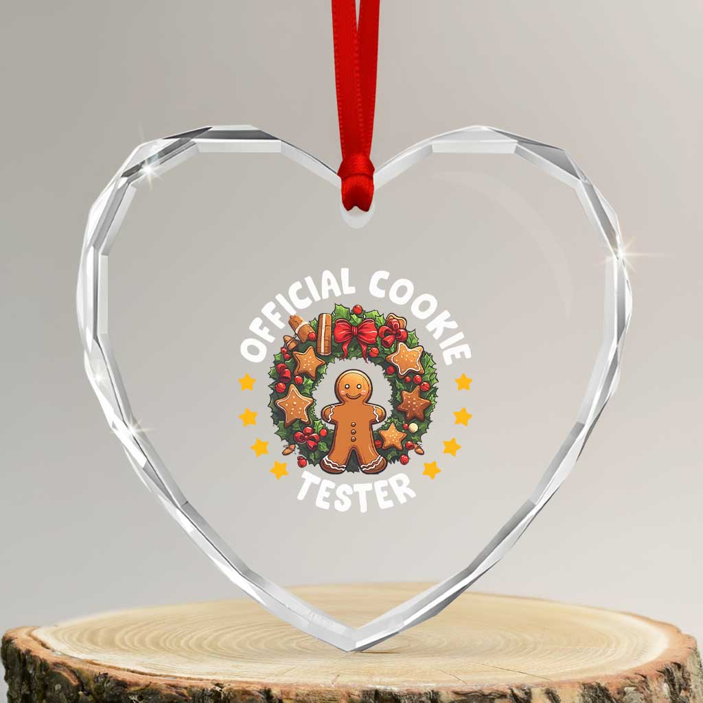 Xmas Baking Heart Crystal Glass Ornament Official Cookie Tester Gingerbread Men - Wonder Print Shop