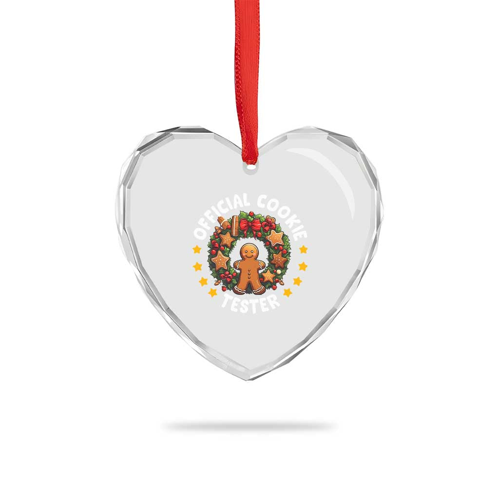 Xmas Baking Heart Crystal Glass Ornament Official Cookie Tester Gingerbread Men - Wonder Print Shop