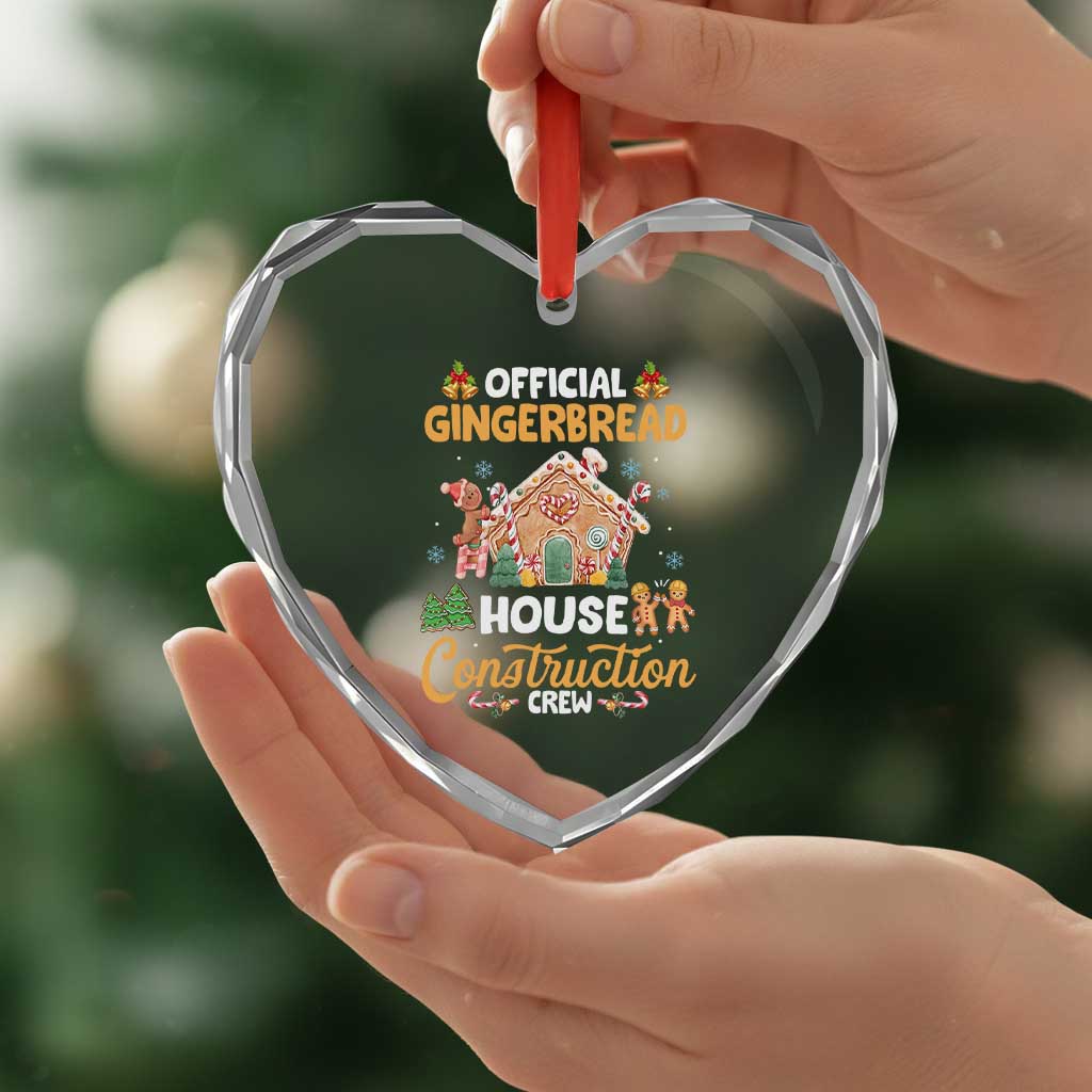 Xmas Baking Heart Crystal Glass Ornament Official Gingerbread House Construction Crew - Wonder Print Shop