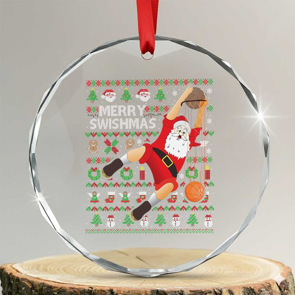 Xmas Basketball Crystal Glass Ornament Merry Swishmas Santa Baseketball Player TS09