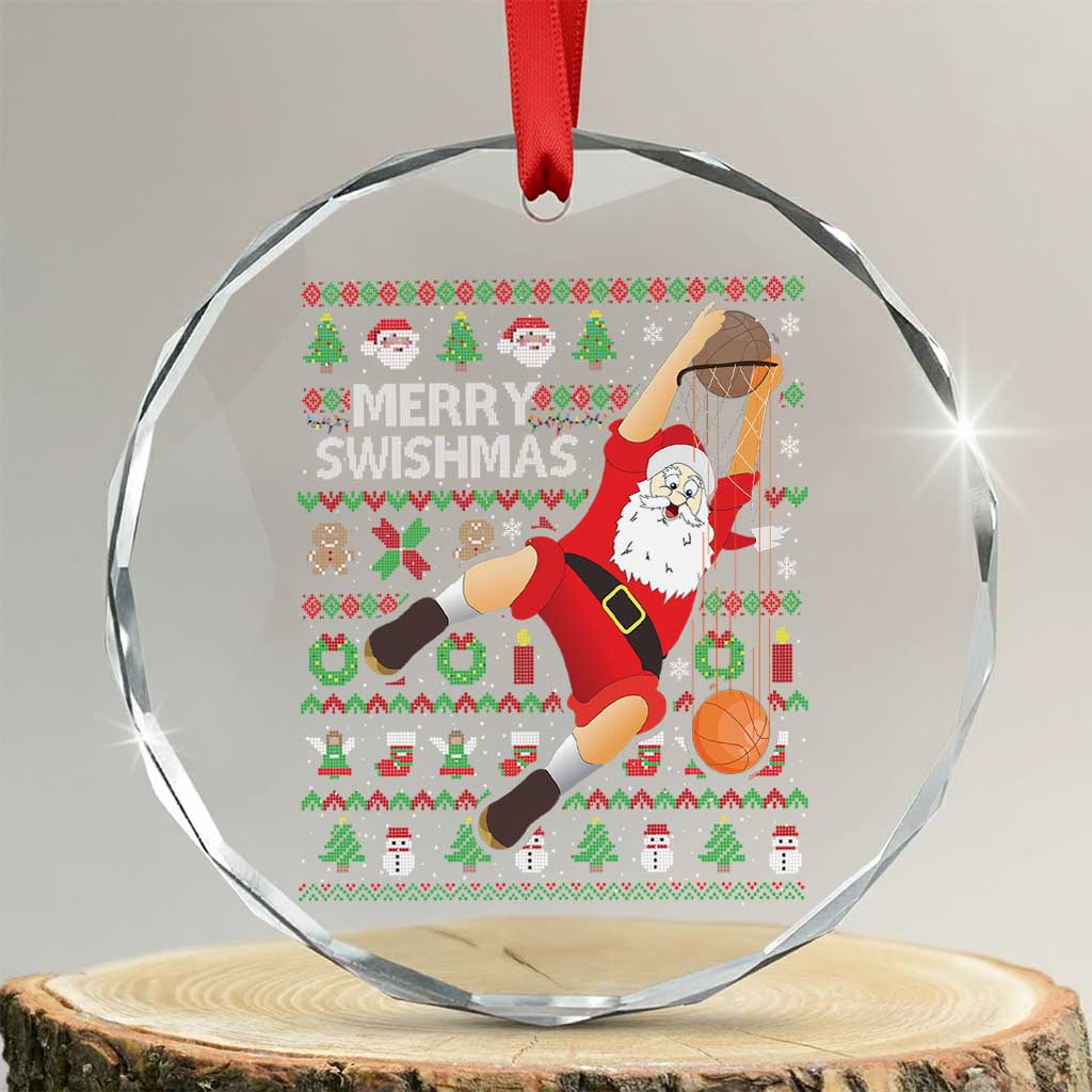 Xmas Basketball Crystal Glass Ornament Merry Swishmas Santa Baseketball Player TS09