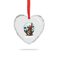Xmas Bigfoot Heart Crystal Glass Ornament Believe Funny Santa Rock N Roll - Wonder Print Shop