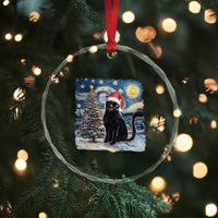 Xmas Black Cat Crystal Glass Ornament Meowy Catmas Starry Night Santa Cat TS09