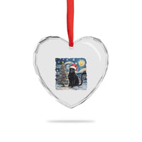 Xmas Black Cat Heart Crystal Glass Ornament Meowy Catmas Starry Night Santa Cat - Wonder Print Shop