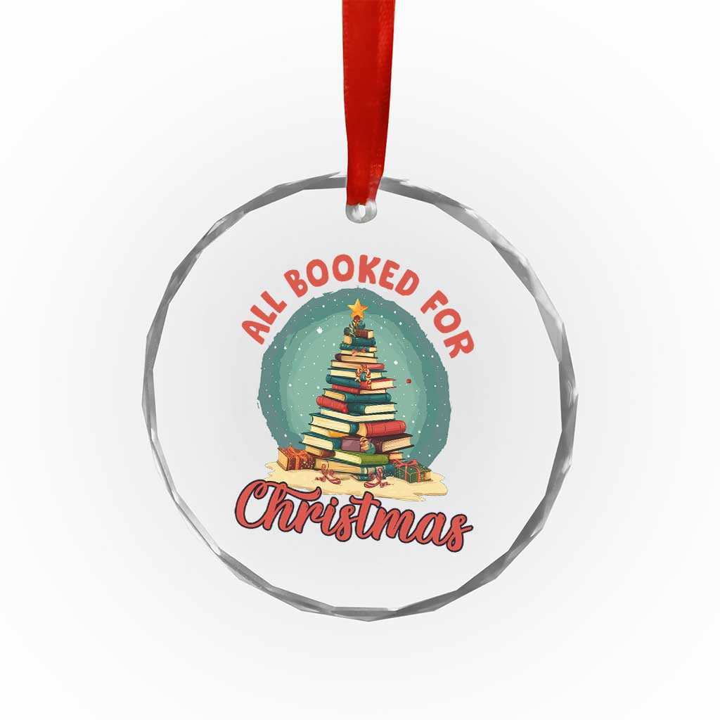 Xmas Book Lover Crystal Glass Ornament All Booked For Christmas Tree Bookaholic TS09