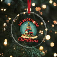 Xmas Book Lover Crystal Glass Ornament All Booked For Christmas Tree Bookaholic TS09