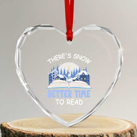 Xmas Book Lover Heart Crystal Glass Ornament There's Snow Better Time To Read - Wonder Print Shop