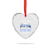 Xmas Book Lover Heart Crystal Glass Ornament There's Snow Better Time To Read - Wonder Print Shop