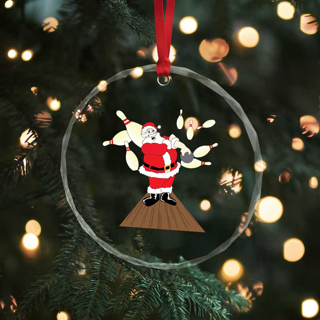 Xmas Bowling Crystal Glass Ornament Funny Santa Playing Bowling Merry Christmas TS09