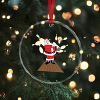 Xmas Bowling Crystal Glass Ornament Funny Santa Playing Bowling Merry Christmas TS09