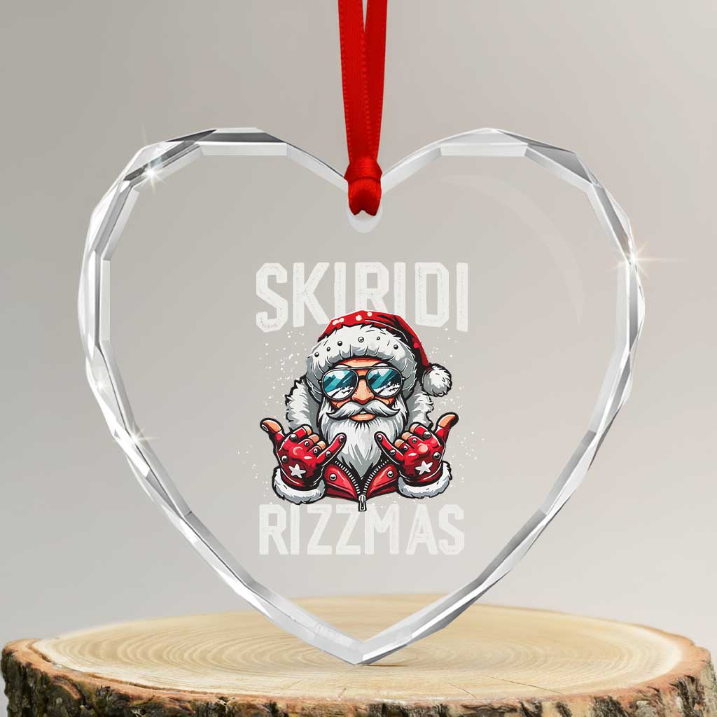 Xmas Bruh Heart Crystal Glass Ornament Green Xmas Santa Hat Festive Vibe - Wonder Print Shop
