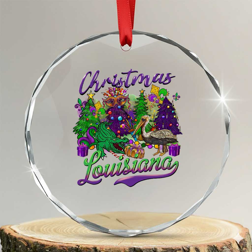 Xmas Cajun Louisiana Saint Symbol Alligator Pelican Xmas Tree Crystal Glass Ornament TS11