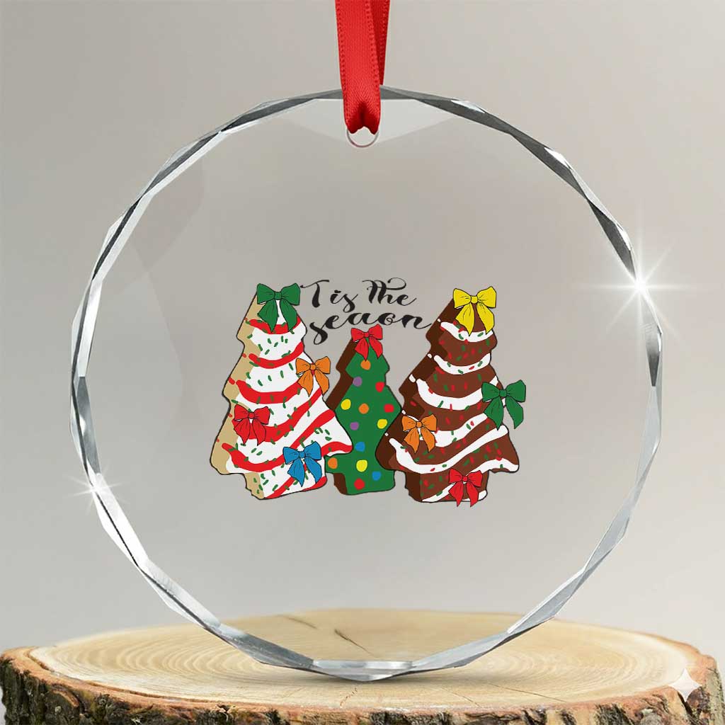 Xmas Cake Tree Bow Crystal Glass Ornament Tis The Season TS10