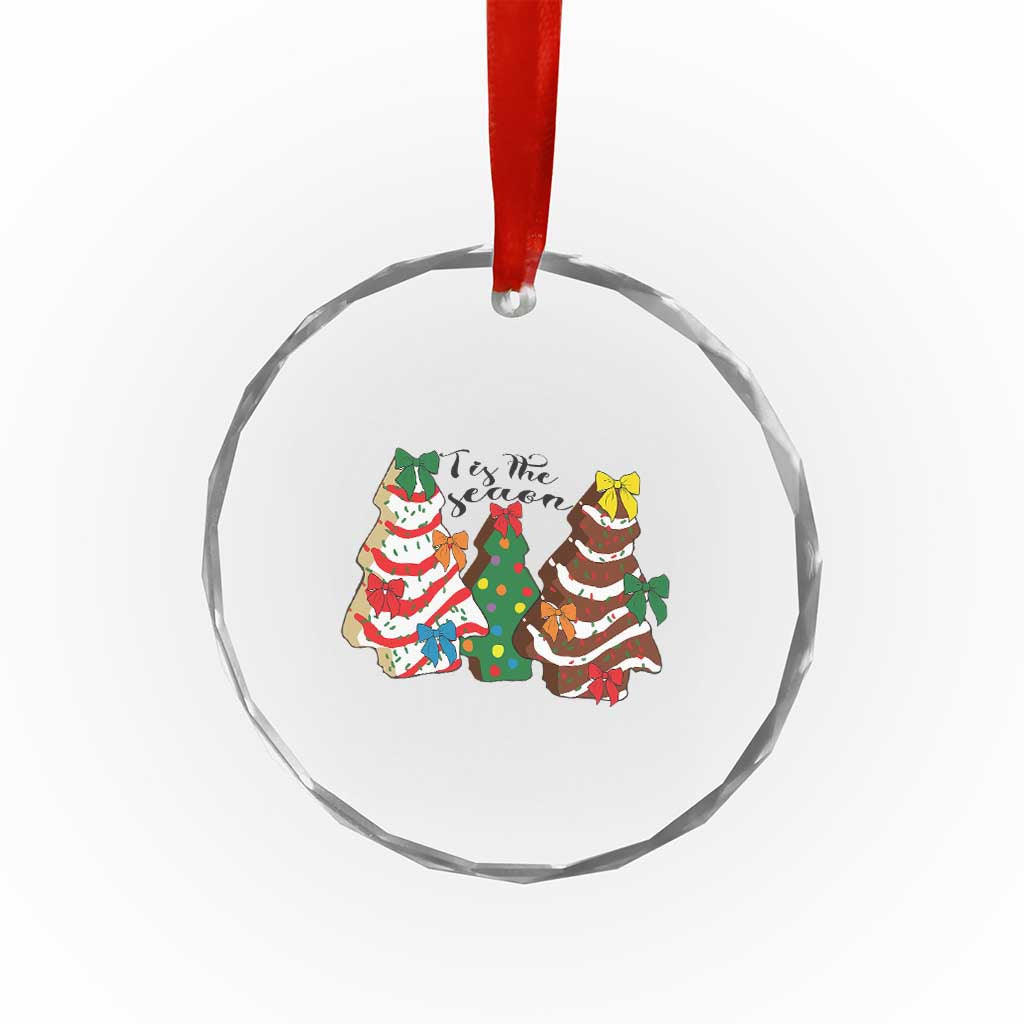 Xmas Cake Tree Bow Crystal Glass Ornament Tis The Season TS10