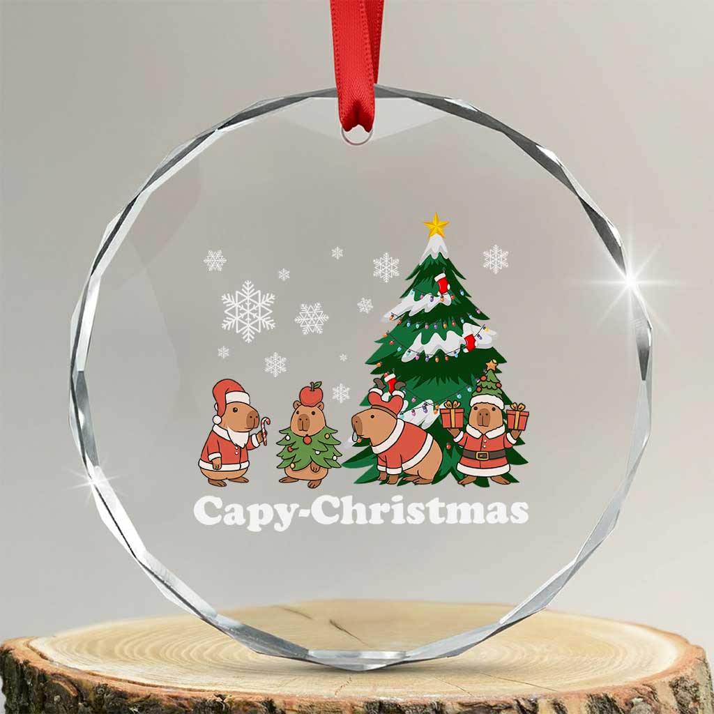 Xmas Capybara Crystal Glass Ornament Funny Capy Xmas Gift Idea TS12