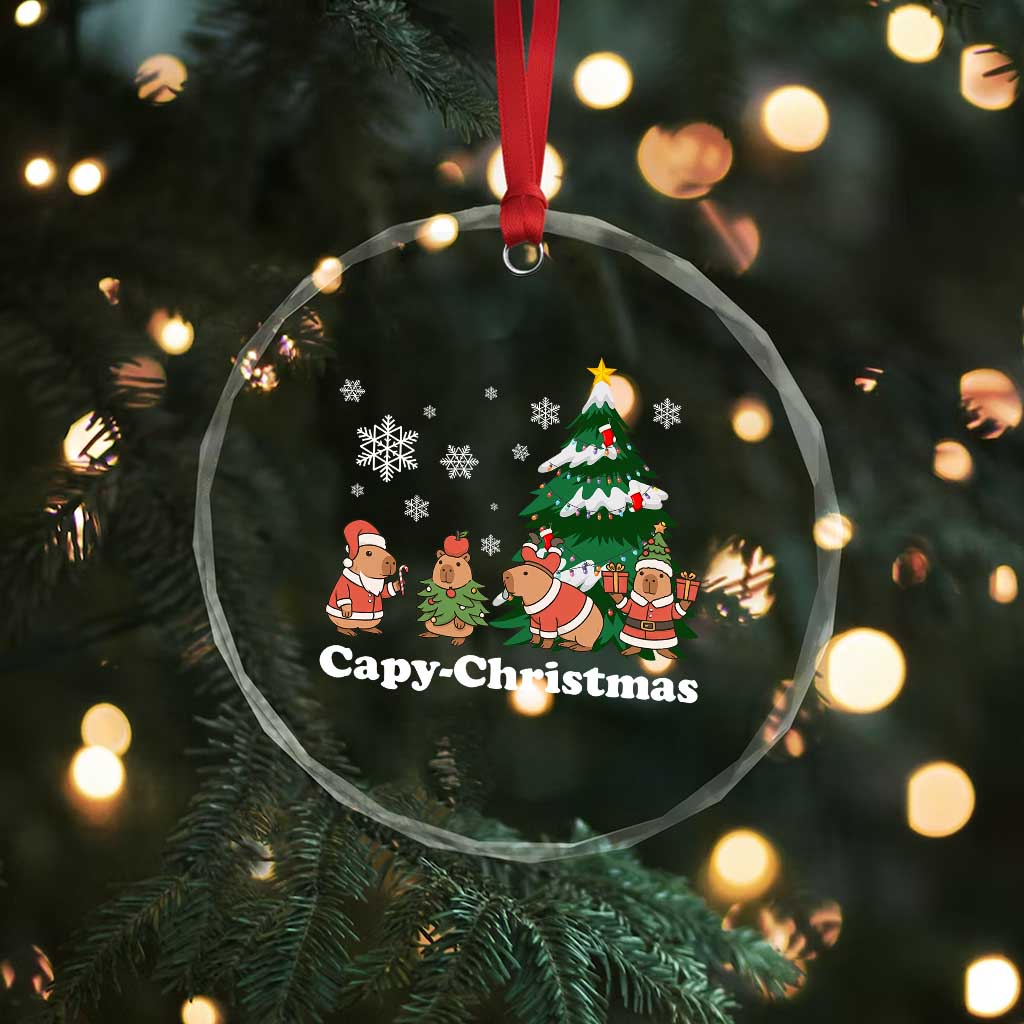 Xmas Capybara Crystal Glass Ornament Funny Capy Xmas Gift Idea TS12