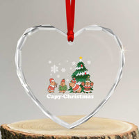 Xmas Capybara Heart Crystal Glass Ornament Funny Capy Xmas Gift Idea - Wonder Print Shop