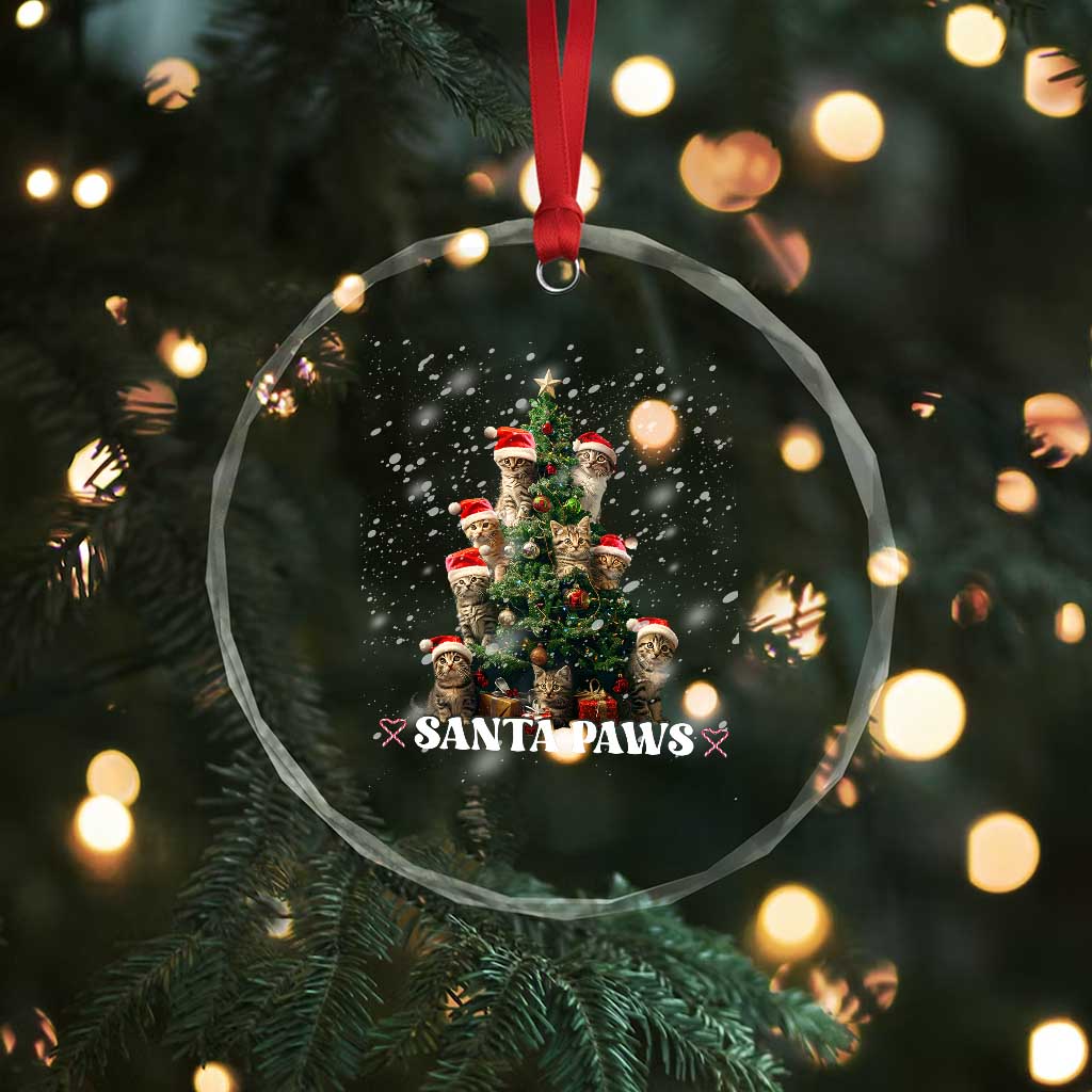 Xmas Cat Crystal Glass Ornament Santa Paw And Claw Cats Xmas Tree TS09