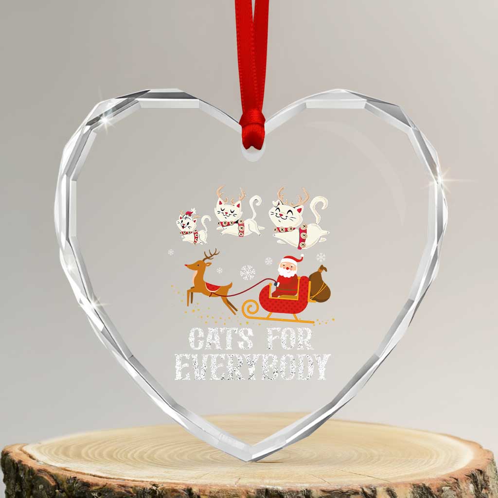 Xmas Cat Heart Crystal Glass Ornament Cats For Everybody Santa Reindeer - Wonder Print Shop