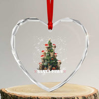 Xmas Cat Heart Crystal Glass Ornament Santa Paw And Claw Cats Xmas Tree - Wonder Print Shop