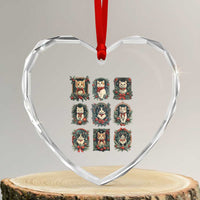 Xmas Cat Heart Crystal Glass Ornament Vintage Kitten Victorian Holly Wreath - Wonder Print Shop