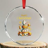 Xmas Cheese Lover Crystal Glass Ornament Happy Cheesemas Merry Xmas TS02