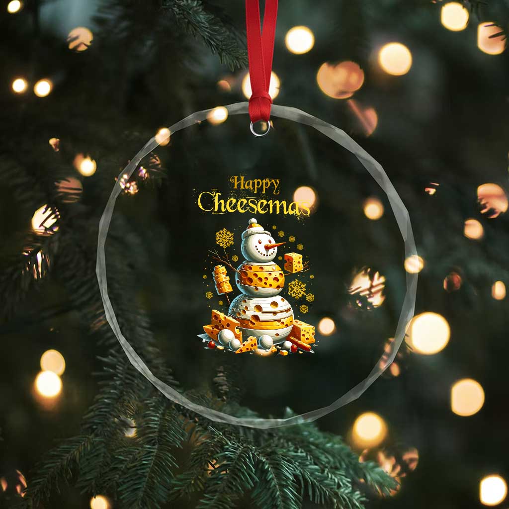 Xmas Cheese Lover Crystal Glass Ornament Happy Cheesemas Merry Xmas TS02