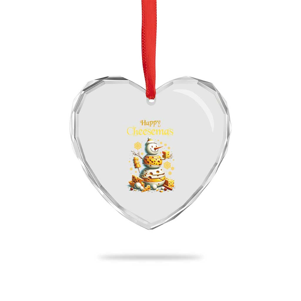 Xmas Cheese Lover Heart Crystal Glass Ornament Happy Cheesemas Merry Xmas - Wonder Print Shop