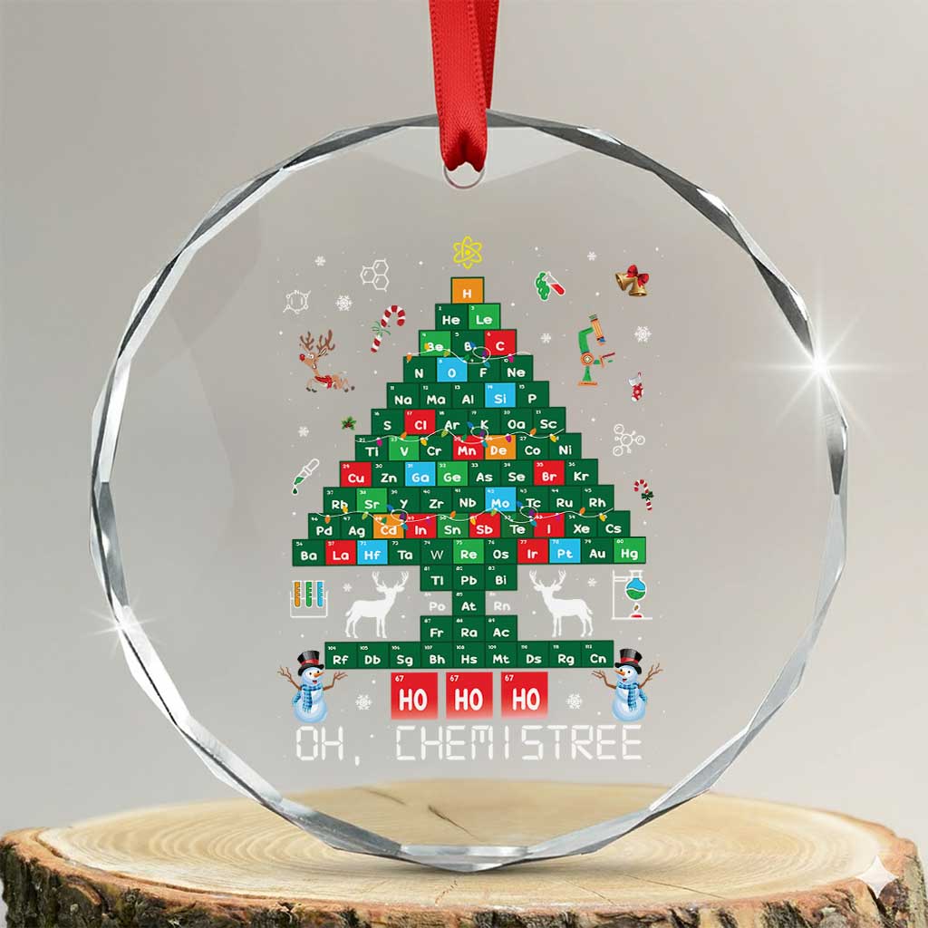 Xmas Chemistry Teacher Crystal Glass Ornament Oh Chemistree Laboratory Lab Tech Teacher Xmas Gift - Wonder Print Shop