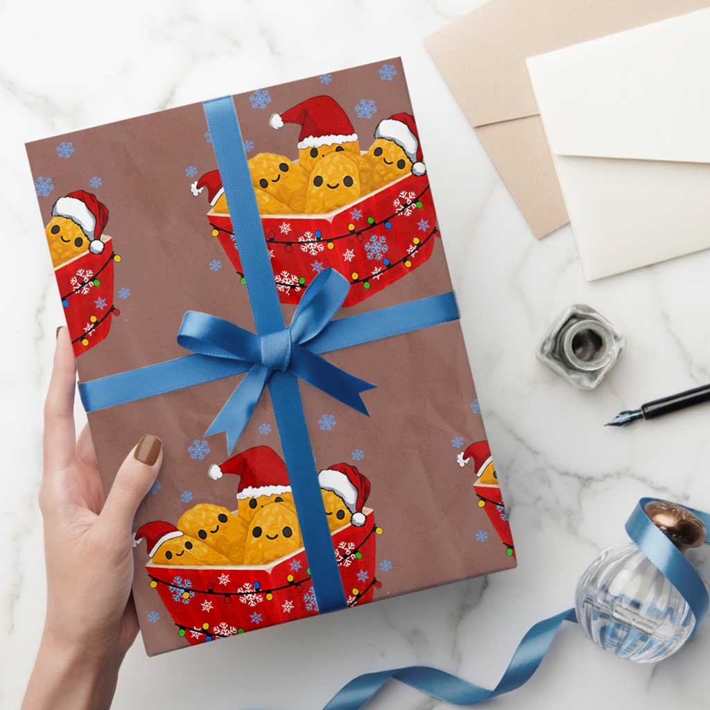 Xmas Chicken Nuggets Wrapping Paper Roll Funny Food Lover Gift - Wonder Print Shop