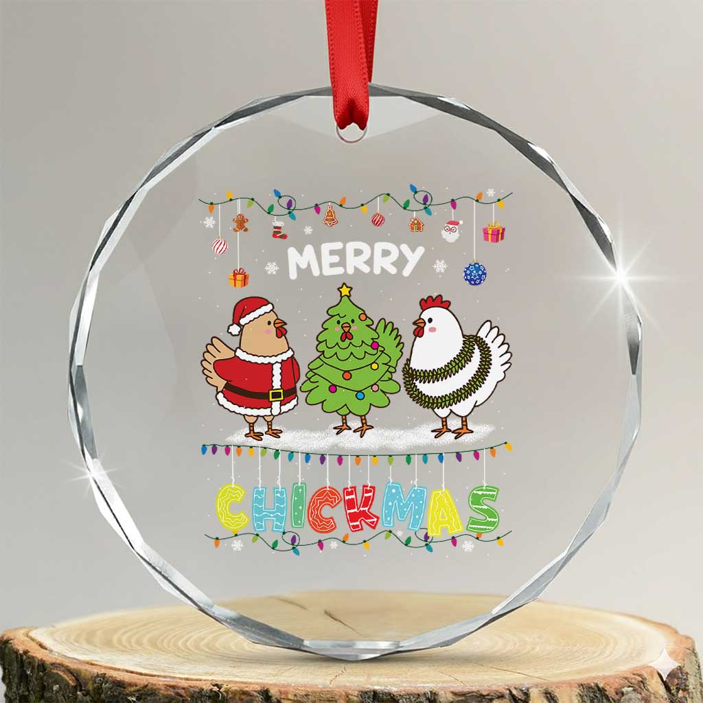 Xmas Chickens Crystal Glass Ornament Lover Gift Farm Gift Merry Chickmas TS10