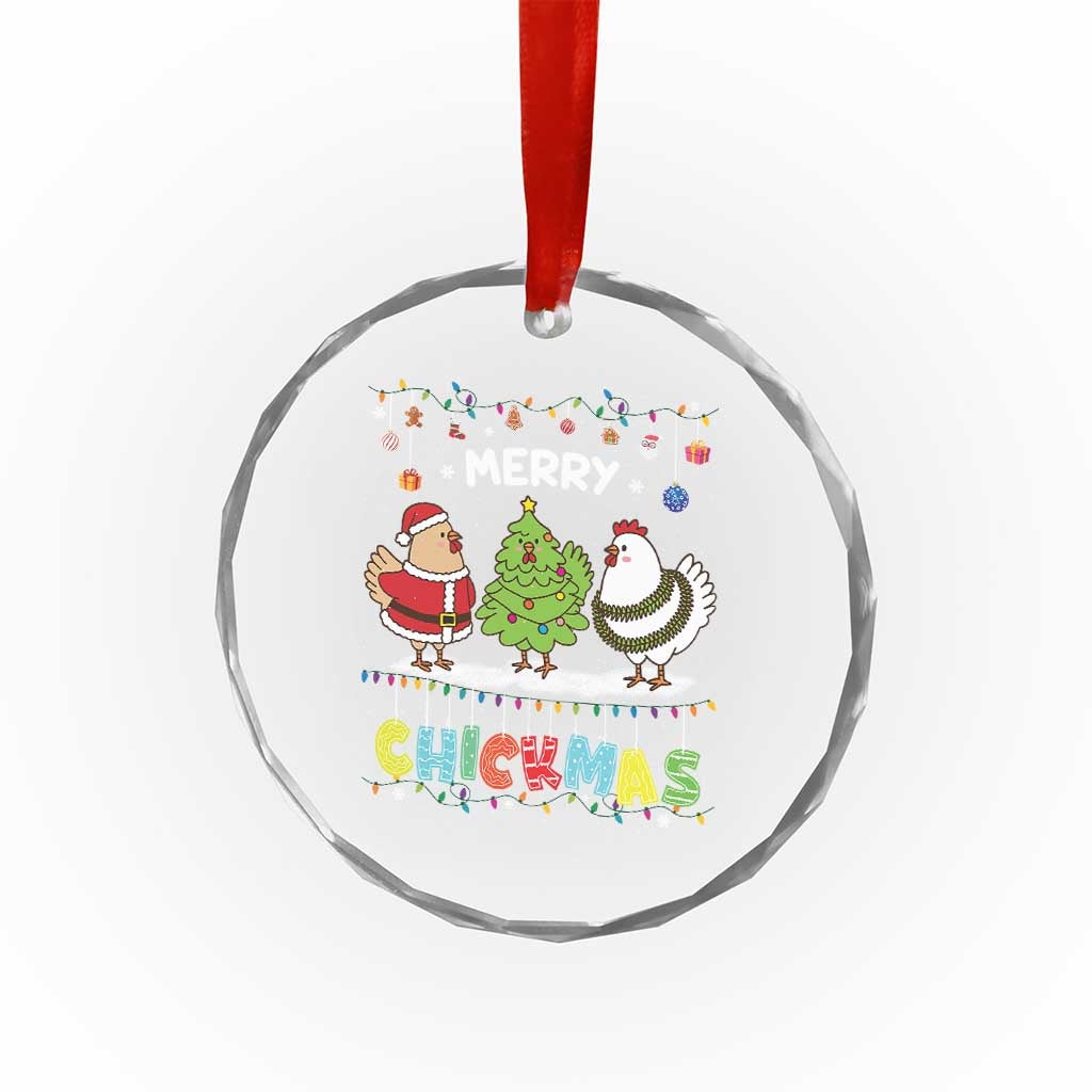 Xmas Chickens Crystal Glass Ornament Lover Gift Farm Gift Merry Chickmas TS10